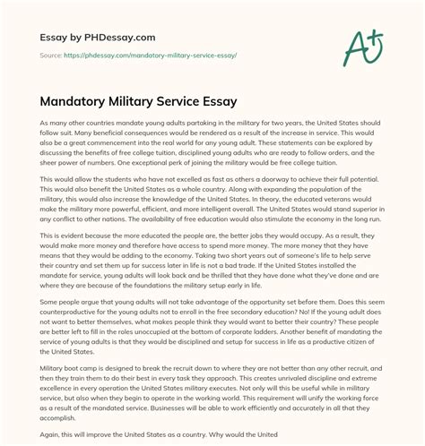 mandatory military service essay phdessaycom