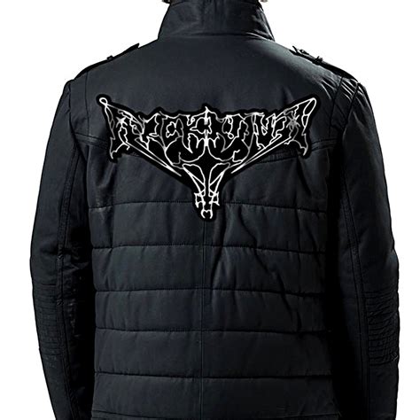 arckanum logo patched geniune leather jacket black metal merchandise metal merch  shirts