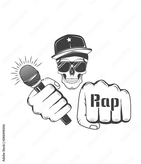rap  logo concept  vector musical emblem skull  snapback