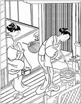 Colorare Japon Japan Adulti Giappone Veranda Erwachsene Malbuch Coloriages Japonais Justcolor Oeuvre Réalisé Harunobu 18e Siècle Adultes sketch template