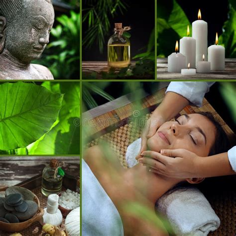 spa collage stock image image  natural therapy procedure
