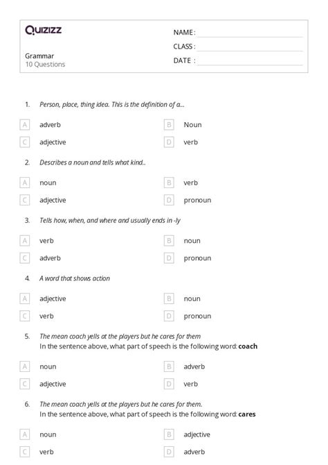 50 Grammar Worksheets For 6th Grade On Quizizz Free And Printable