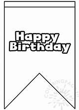 Birthday Flag Happy Banner Coloring sketch template
