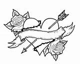 Roses Drawings Pencil Hearts Sketches Rose Heart Drawing Library Clipart Cool sketch template