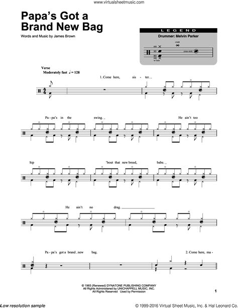 brown papa s got a brand new bag sheet music for drums [pdf]