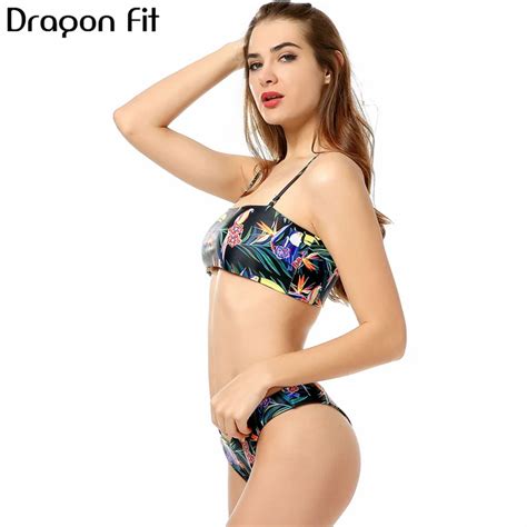 dragon fit sexy black floral print bikini set biquini spaghetti strap maillot de bbain femme