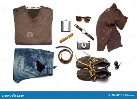 male fashion accessories flat lay isolated stock image image