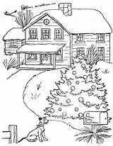 Coloring Pages Country Christmas Color Scenes Tree Book Colouring 도안 Printable Farm Adult 크리스마스 Houses Kids Adults Books Under Winter sketch template