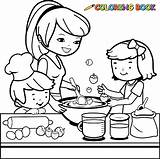 Coloring Cooking Mother Kitchen sketch template