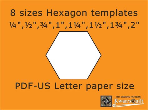 sizes hexagon templates  letter instant downloaded  etsy