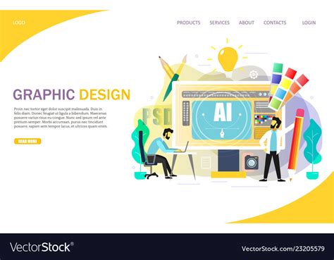 graphic design landing page website royalty  vector