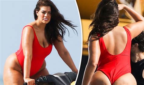 ashley graham flashes derriere in very racy baywatch style