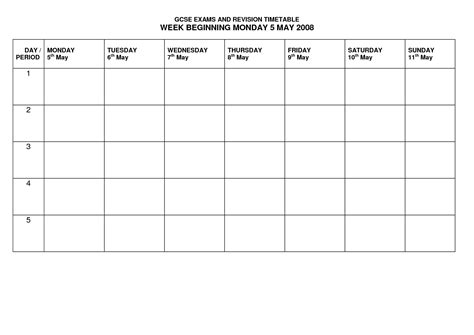 revision timetable template uefkhct school  pinterest