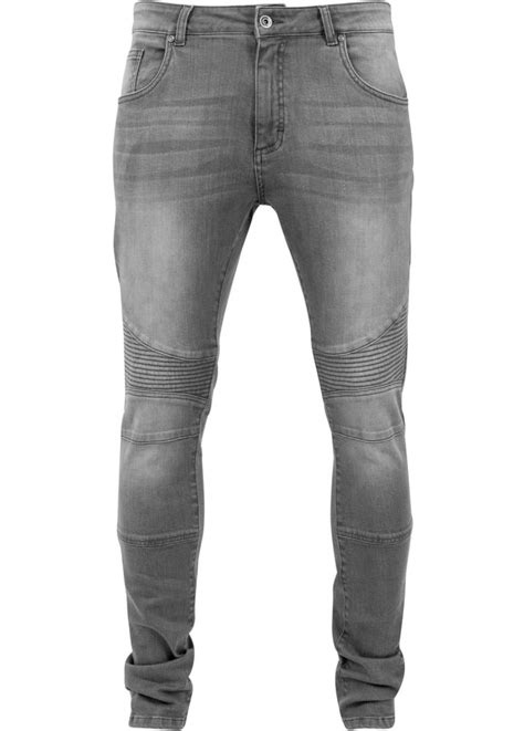 urban classics grey slim fit biker jeans attitude clothing