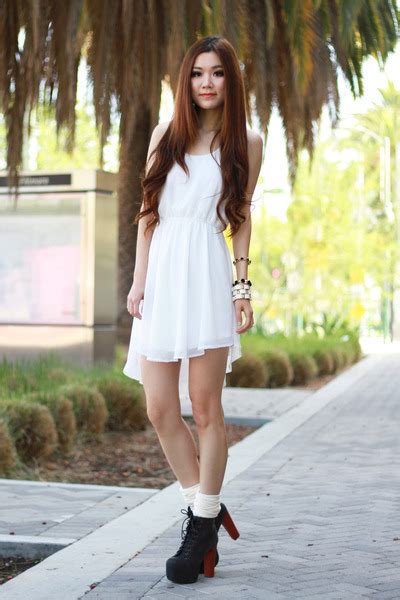 White Lush Dresses Black Chunky Jeffrey Campbell Boots White By