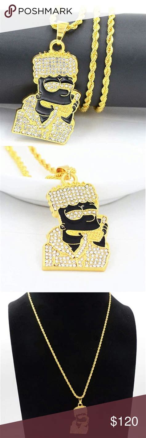 bart simpson necklace gold diamond bart chain gold  friend necklaces red necklace