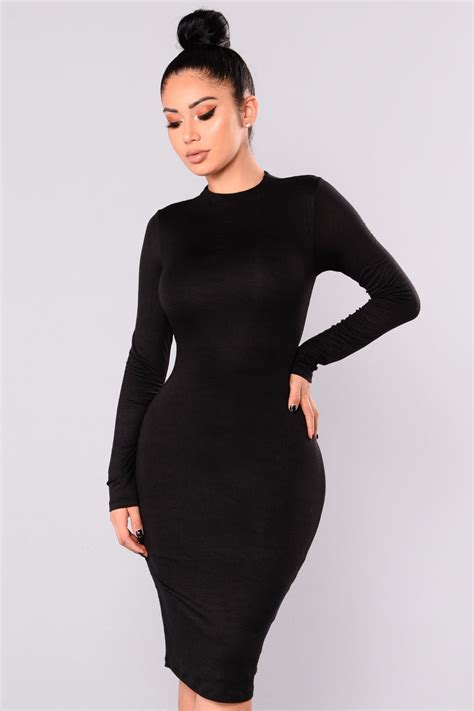 Kora Midi Dress Black Dresses Fashion Nova