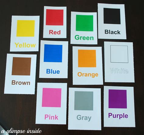 glimpse  color  shape flashcard printables