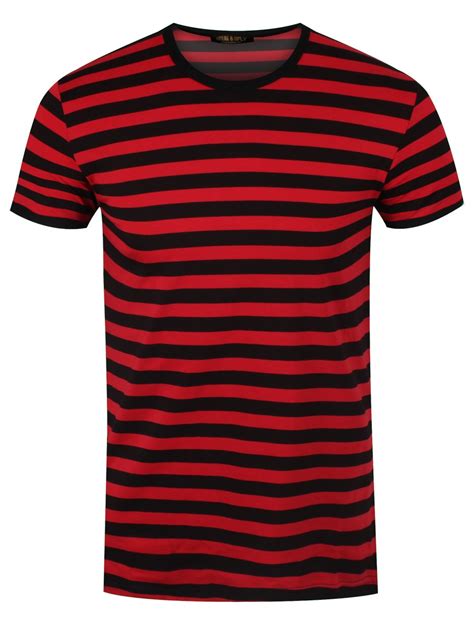 New Black And Red Striped T Shirt Ebay