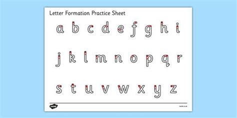 letter formation alphabet handwriting practice sheet lowercase
