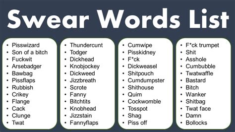 swear words list grammarvocab