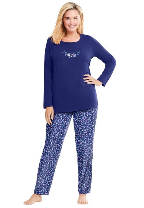 dreams  womens  size petite long sleeve knit pj set pajamas walmartcom