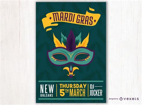 Mardi Gras Mask Poster Design Vector Download