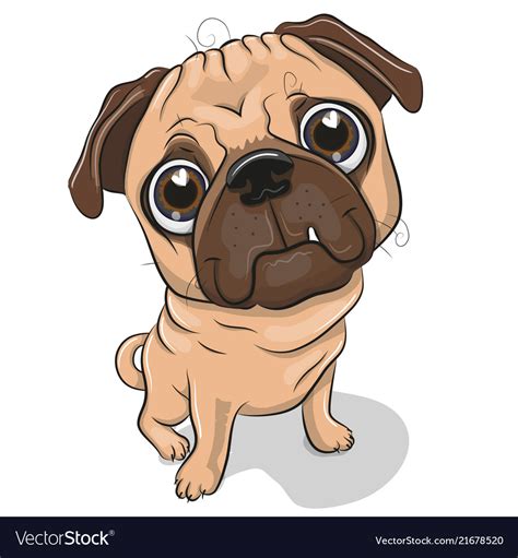 cartoon pug dog isolated   white background vector image