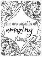 Coloring Pages Motivational Mandala Inspirational Etsy Quote sketch template