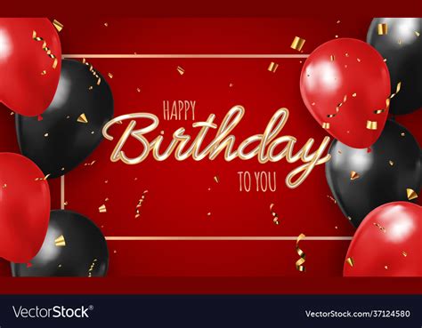 happy birthday red background  realistic vector image