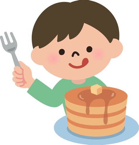 onlinelabels clip art boy eating pancakes