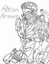 Halo Coloring Pages Armor Template Helmets Recon Reach sketch template
