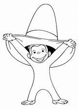 Curious George Coloring Pages Printable Sheets Colouring Kids Color Print Stimulate Skills Motor Fine Big Monkey Hat Birthday Books Fun sketch template