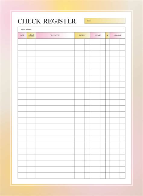 printable check register     printablee