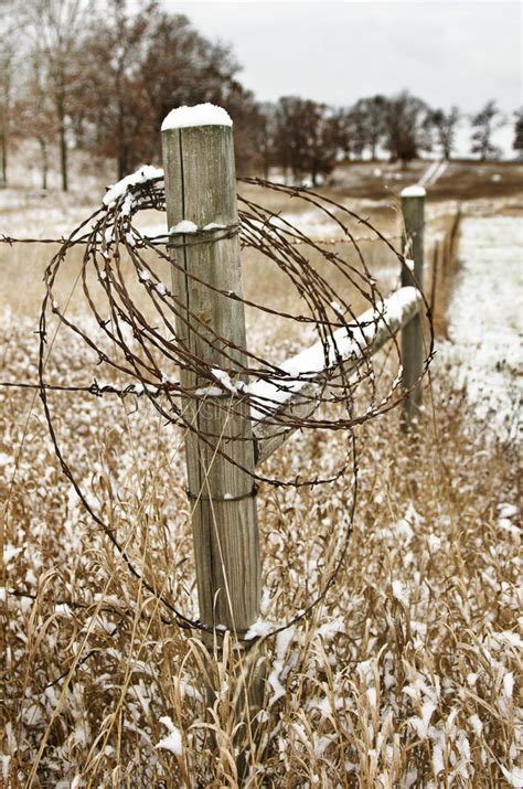 fence post  barbed wire stock image image  rural country