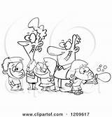 Family Five Clipart Cartoon Happy Royalty Vector Toonaday Illustration Ron Leishman Father 2021 Clipartof sketch template