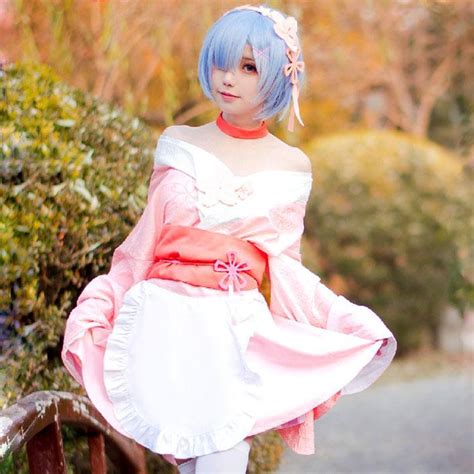 re zero japanese anime rem cherry blossom maid kimono