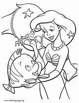 Coloring Mermaid Little Ariel Pages Flounder Colouring Sebastian Princess Kids Color Giving Disney Treasures Book Print Para Sheets Girls Cartoon sketch template