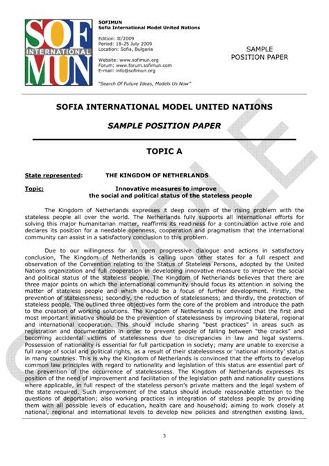 position paper mun sample  bestseller examples  resolutions mun