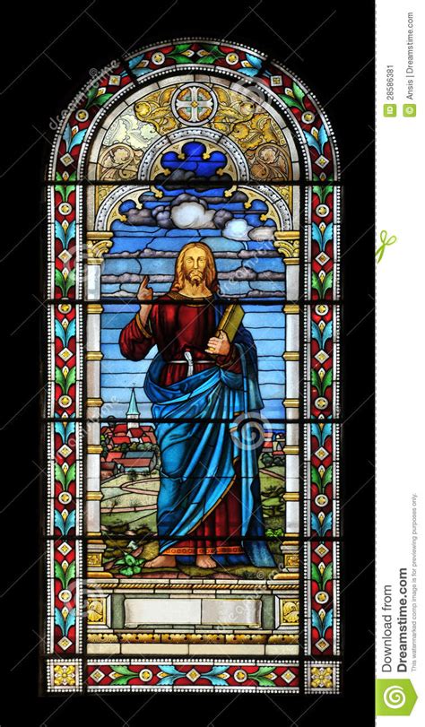 Stained Glass Window With Jesus Editorial Photo Image Of