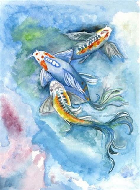 koi fish watercolor print    archival giclee etsy