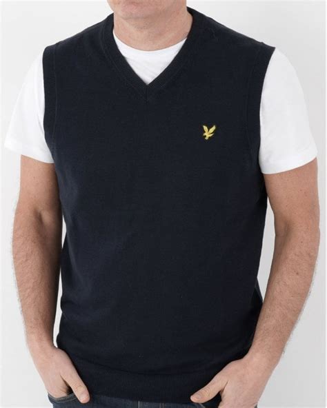 lyle and scott v neck tank top navy 80s casual classics