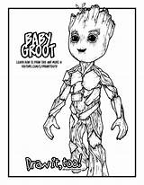 Groot Coloring Pages Baby Galaxy Drawing Guardians Vol Tutorial Colouring Avengers Marvel Print Way Kids Draw Too Color Printable Drawittoo sketch template