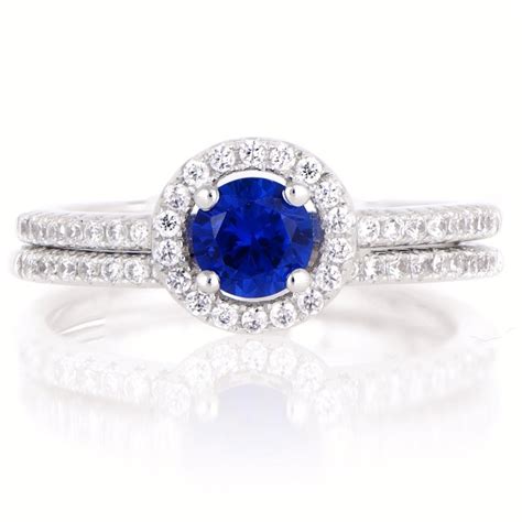 Anjala S Round Cut Simulated Sapphire Wedding Ring Set 0 25 Carat