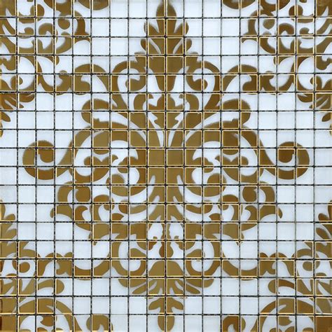 Crystal Glass Tile Golden Mosaic Pattern Design Interior