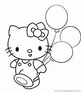 Kitty Hello Coloring Balloons Color Pages Printable Hellokitty Online Cartoons Para sketch template