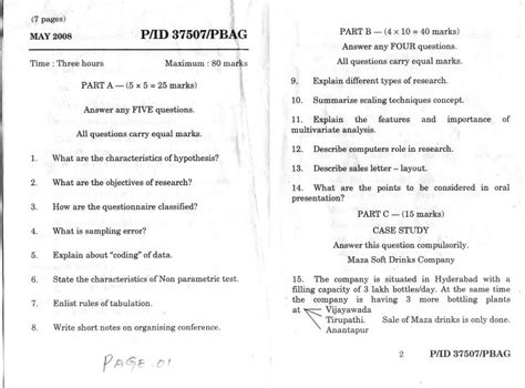 previous question papers  research methodology write  paper