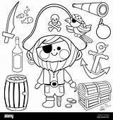 Pirate Coloring Holzbein Piraten Malbuch Illustrationen Pirat Haken Stockfotos sketch template