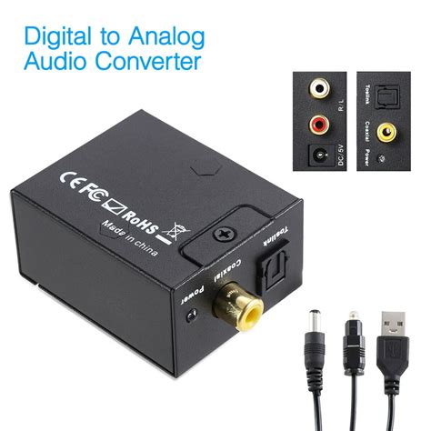 protable coaxial optical digital  analog audio converter adapter rca lr  fiber cable