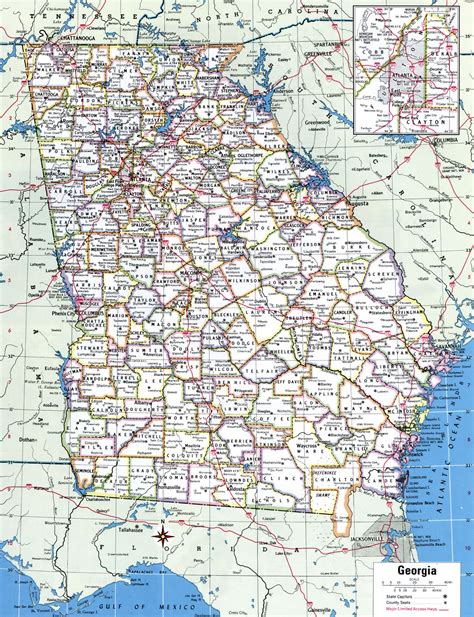 georgia state counties map  roads cities towns highways county